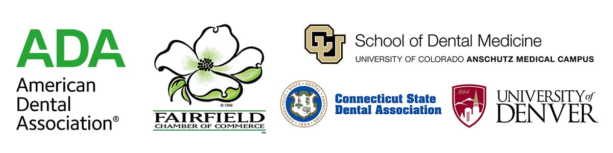 ADA, Fairfield Chamber of Commerce, University of Colorado School of Dental Medicine Anschutz Medical Campus, Connecticut State Dental Association, University of Denver logos